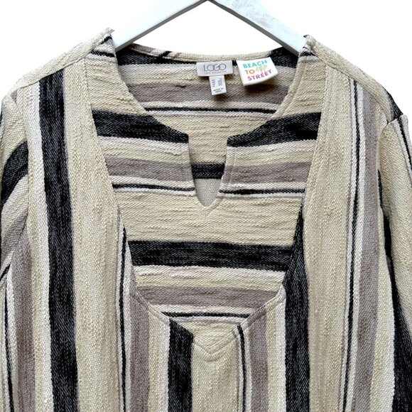 LOGO Lori Goldstein Beach to Street Striped Pullover Plus Size 1X Woven Womens T - Picture 2 of 8